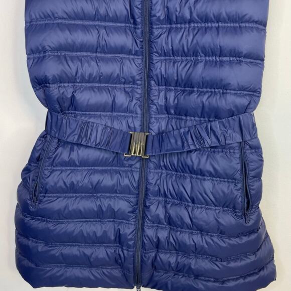 Lands End Packable Down Filled Hooded Belted Long Vest Navy Blue women’s plus 1X - Picture 6 of 13